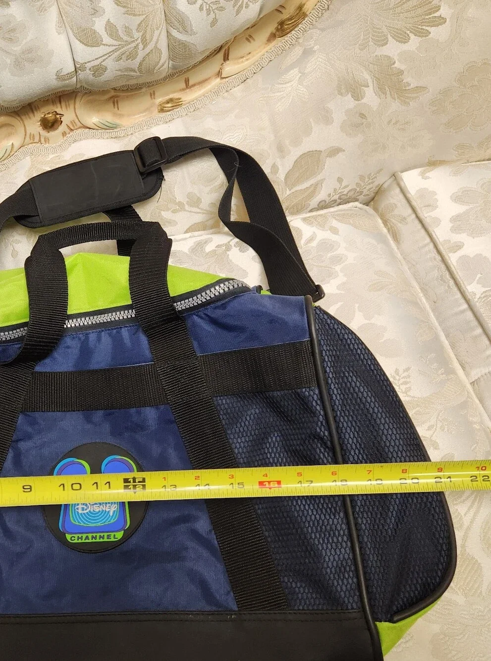 Vintage Disney Channel Duffel Bag Gym Bag Navy Blue Lime Green & Black with Logo